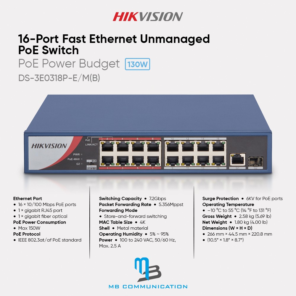 Switch PoE manageable 16 ports